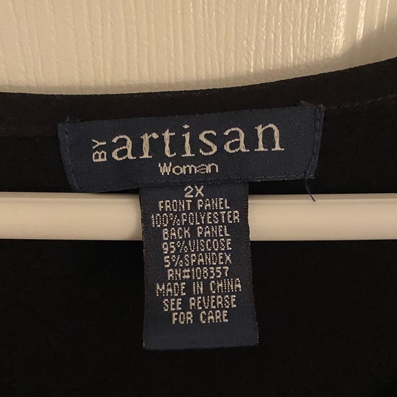 BY ARTISAN Black Sleeveless Top with Sheer Black Overlays Size 2X - Picture 2 of 5